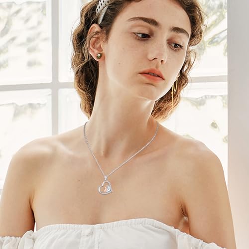 Heart Animal Necklace 925 Sterling Silver Cute Animal Pendant Jewelry Birthday Gifts for Women Girlfriend Mom Animal Lovers - style: Goat