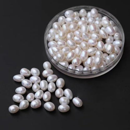 50 Pcs Natural Pearls for Jewelry Making AAA White Natural Freshwater Pearls Beads 9-10mm No-Holes Oval Pearl Beads Jewelry Production, Handicraft Production, for Manza - color: White 9-10mm without holes.