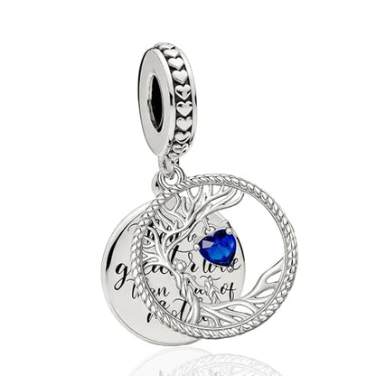 Tree of Life Dangle Charm Mother's Love Pendant Bead Compatible with Pandora Bracelets & Necklaces Women - color: Bule