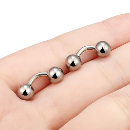 G23 Titanium 16G 14G 12G Big Piercing Balls PA Rings Piercing Jewelry Hypoallergenic Externally Threaded Curved Barbell VCH Piercing Jewelry Women Men 6mm 8mm 10mm Balls - style: 14G Titanium-6mm bars-6mm balls