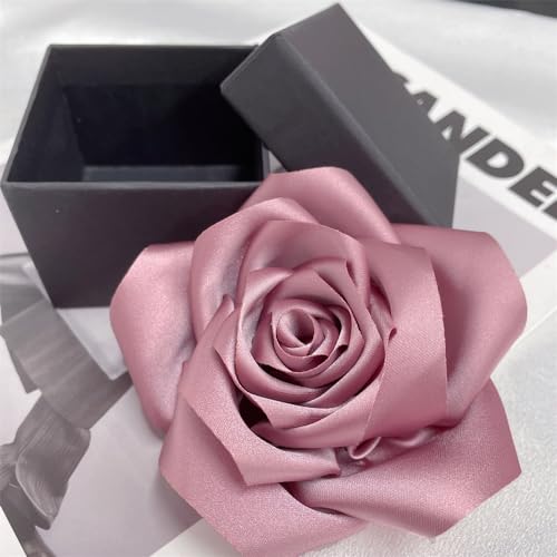 Satin Rose Flower Large Brooch Lapel Pins Handmade Fabric Flower Brooches Pin Classic for Wedding Party Dance Banquet for Women Men Dress Suit Clothes Accessories JewelryGifts 110mm - color: Pink
