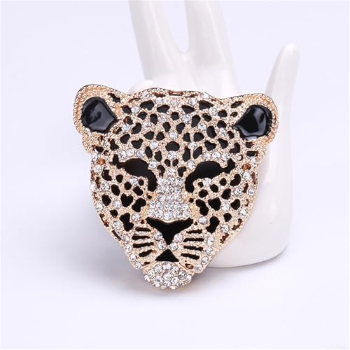 Luxury Crystal Tiger Brooch Pins for Women Men Vintage Gold-Tone Climbing Black Spots Leopard Brooch Fashion Panther Cougar Pin Suit Jackets Coat Animal Jewelry Gift - style: Leopard