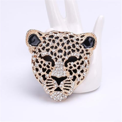 Luxury Crystal Tiger Brooch Pins for Women Men Vintage Gold-Tone Climbing Black Spots Leopard Brooch Fashion Panther Cougar Pin Suit Jackets Coat Animal Jewelry Gift - style: Leopard