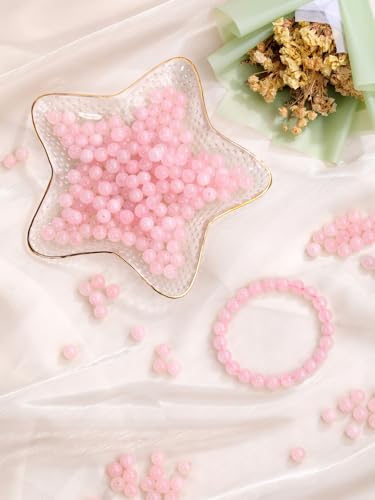 Jovivi 96pcs 8mm Pink Round Rose Quartz Stone Beads for Jewelry Making | Energy Healing Crystals Polished Semi Precious Gemstone,Genuine Real Stone Beads for Bracelet Necklace - color: Rose Quartz