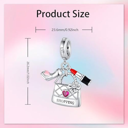 Bible Family Mom Wife Love Heart Dangle Charm 925 Sterling Silver Charms fits Bracelets and Necklace Pendant Bead Charms Jewelry Present for Women Family Friends - style: Love Shopping Charm