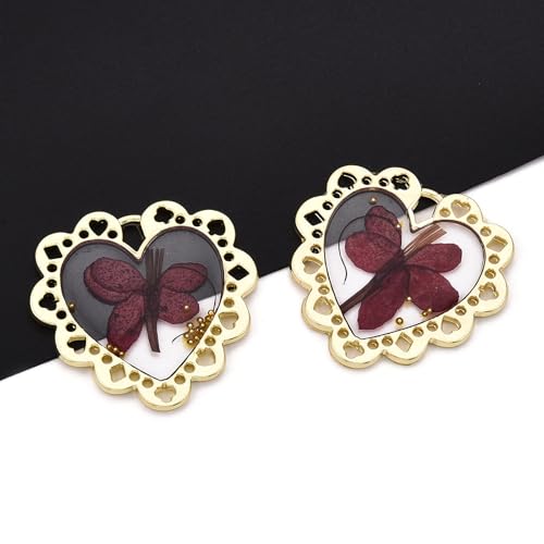 Elecrelive Crystal Heart Charms Rhinestone Heart Pendants Valentine Charms for Necklace Bracelet Earring Wedding Jewelry - color: Brown