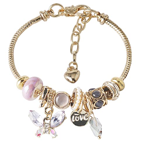 DS Charm Bracelets for teen girls exquisite cute cartoon friendship bracelet Gold Stainless Steel Bangle birthday Gift box Adjustable little girls kids jewelry holiday gifts - style: GOLD-2