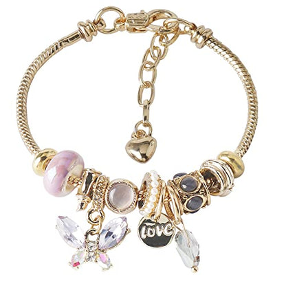 DS Charm Bracelets for teen girls exquisite cute cartoon friendship bracelet Gold Stainless Steel Bangle birthday Gift box Adjustable little girls kids jewelry holiday gifts - style: GOLD-2