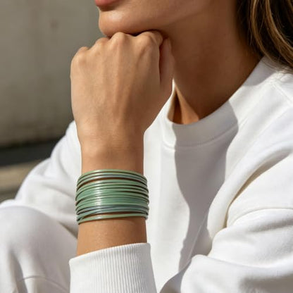 hotoo Leather Wrap Bracelet for Women - color: Blue-green