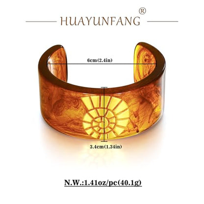 Chunky Acrylic Bangles Bracelets For Women Geometric Acrylic Resin Acetate Mottled Wide Bangle Bracelet Statement Colorful Bangles for Party - color: Cuff Bracelet-Conch