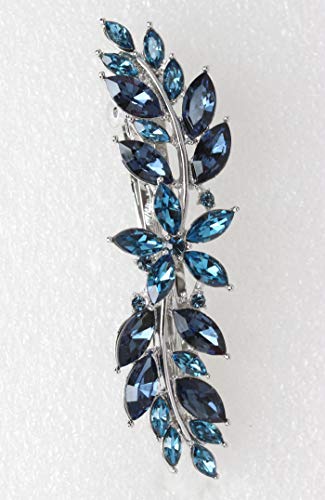 Faship Navy Blue Small Floral Hair Barrette Clip - color: Navy Blue