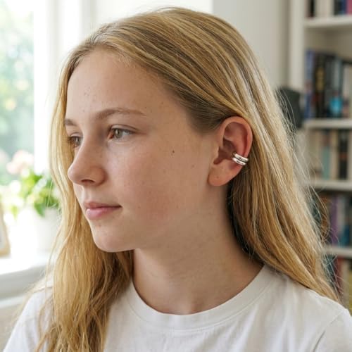 Chunky Ear Cuff Earrings, Asymmetric No Piercing Earring for Women Dainty Clip on Cartilage Ear Cuffs Fake Earrings Jewelry - color: A2-2Pcs C-Shape Silver