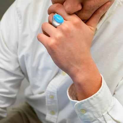 Turquoise Ring for Men Stainless Steel Classical Statement Band Ring Size 7-12 - color: A