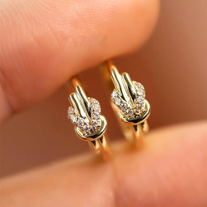 Gold Plated White Cubic Zirconia Twisted Hoop Earrings for Women Daily Evening Parties Wear Lightweight Minimalist Personalized Jewelry Earring Gift for Her