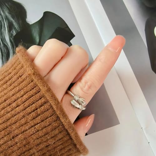 To My Daughter Hug Ring For Hope Rings, Inspirational Stainless Steel Engarved With Always With You Message Adjustable Ring for Women Non Tarnish Jewelry Gift for Her Birthday Christmas - color: CZ Alway With You