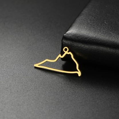 kkjoy 5Pcs Hollow Continents Maps of USA Pendant Charms for Jewelry Making and Crafting, Stainless Steel Mini Charm Craft Supplies Accessories for DIY Bracelet Necklace Earrings - color: Hollow Virginia Map - Gold