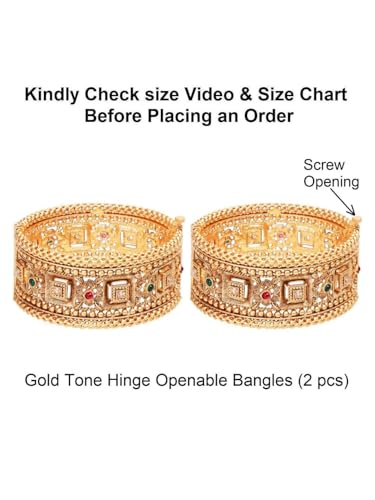 Efulgenz Indian Wedding Bridal Bollywood Broad Big Bracelet Bangle Set - size: 2-6