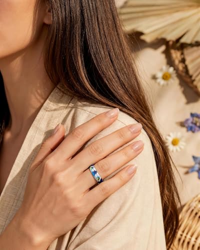 Egnaro Silicone Statement Ring Women, Floral Patterned Rubber Wedding Band