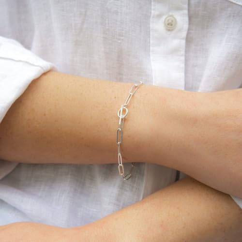 Dainty Bracelets for Women Paperclip Chain Bangles Handmade Tiny Cute Oval and Round Beaded Bracelet 316L Stainless Steel Jewelry Gift for Best Friend - style: Circular bracelet-Gold