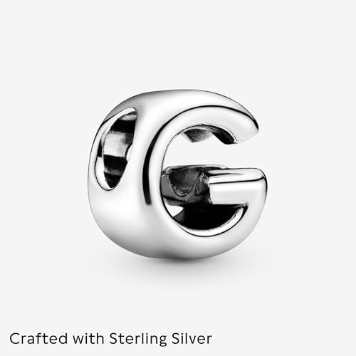 Pandora Alphabet Charm - Compatible Moments - Gift for Her - Made with Sterling Silver - with Gift Box - style: Letter G