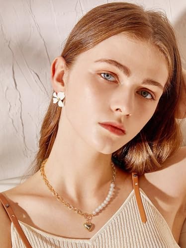SOFYBJA Saint Benedict Necklace Drop 18K Gold Toggle Medallion Coin Cross Pendant Necklaces Religious Jewelry Catholic Gift for Women - color: heart pearl