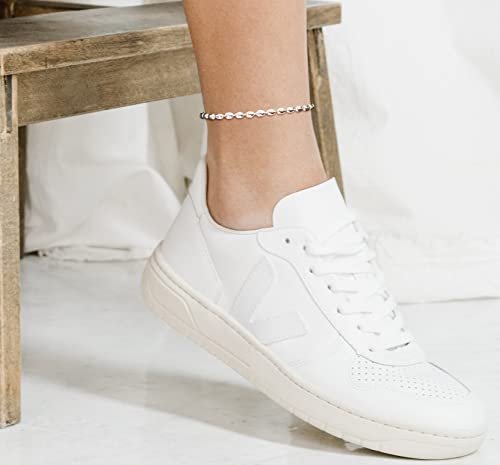 Savlano 925 Sterling Silver Oval Rice Bead Strand Chain Anklet For Women - Made in Italy Comes With a Gift Box - style: 3MM