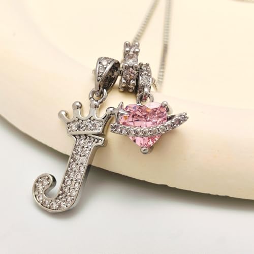 18K Gold & Silver Plated Initial Necklaces for Women - color: J-Silver