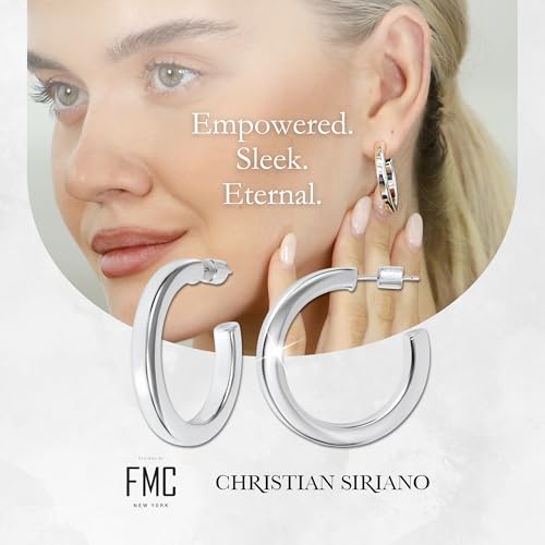 18K Gold Plated Sterling Silver Earrings for Women – Pure & Polished, Twist, Square, Hinged Tube, Abstract & Heart Shape Hoops – Lightweight, Hypoallergenic, Non-Tarnish Jewelry (Sizes: 3x35mm-46x30mm) - color: Silver, size: Square Tubing Hoop (4x40mm)
