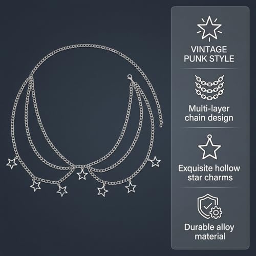 Waist Chain for Women - Silver Body Chain Crystal Body Jewelry, Stylish Adjustable Belt for Summer Beach Bikini Rave Festival Outfit Accessories - color: Silver-3