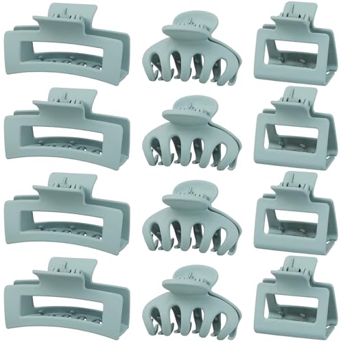 Small Medium Claw Clips for Women, 3 Styles Hair Clips for Thick and Thin Hair, Non-slip Strong Hold, 12 Pcs (Blue) - color: Blue
