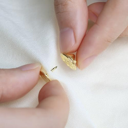 50 Pairs Premium Butterfly Clutch Pin Backs with 8mm Length 10mm Width Blank Pins for DIY Enamel Pins, Jewelry Craft Gifts, or Tie Tack Keeper Replacements (Gold) - color: Gold