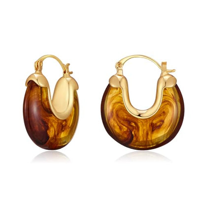 14K Gold Plated Chunky Hoop Earrings for Women Vintage Leopard Print Hoops Large Round Hoop Earrings Jewelry - style: Hoop C