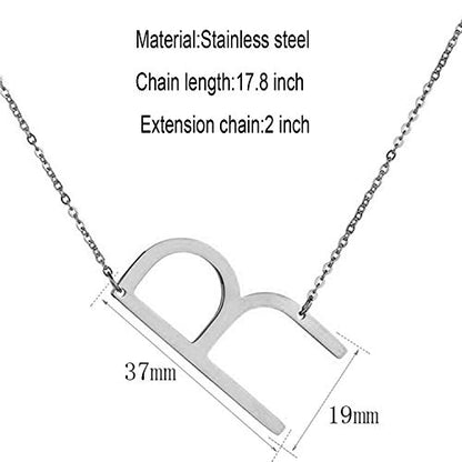 MOMOL Sideways Initial Necklace 18K Gold Plated Stainless Steel Large Big Letters Pendant Necklace Script Name Monogram Necklaces for Women - color: R