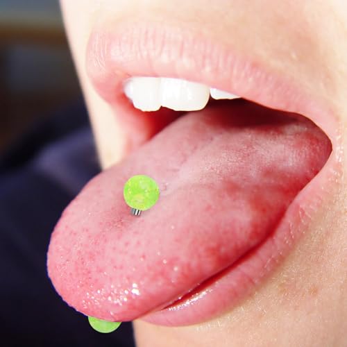12/16/24Pcs Tongue Rings for Women Candy Color Ball Tongue Nipple Piercing 14G Surgical Steel Barbell Tongue Retainer Body Jewelry Bar Length 16mm - style: Colorful-16Pcs