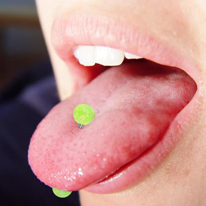 12/16/24Pcs Tongue Rings for Women Candy Color Ball Tongue Nipple Piercing 14G Surgical Steel Barbell Tongue Retainer Body Jewelry Bar Length 16mm - style: Colorful-16Pcs