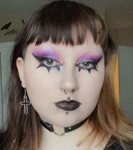QWALIT Fake Nose Ring Fake Lip Piercing Fake Lip Ring Fake Nose Ring Hoop Fake Snake Bites Fake Lip Piercings Faux Lip Rings Fake Nose Piercing Clip on Nose Ring Spring - color: A1-stick on stud+hoops-silver/black