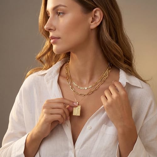 Cross Necklace for Women Girls, 14K Gold Plated Dainty Pendant Necklaces Set, Cute Trendy Faith Christian Religious Everyday Jewelry Gifts Aesthetic Accessories Non Tarnish