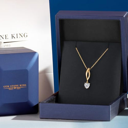 Gem Stone King 10K Yellow Gold 5MM Heart Shape Gemstone Birthstone Pendant Necklace for Women | Gold Necklace for Women | With 18 Inch Chain | Fine Jewelry Gift for Her Mom Wife