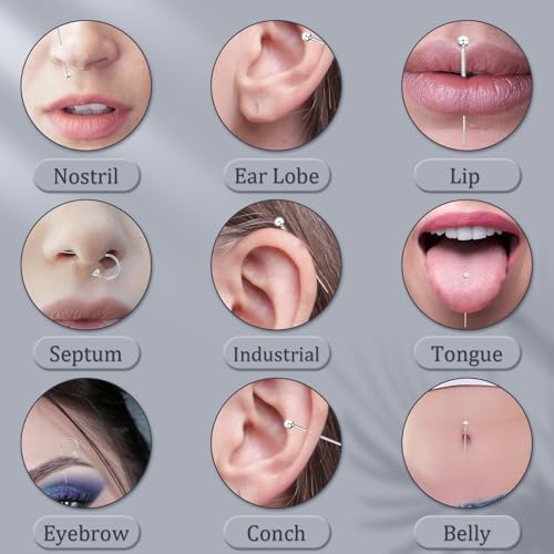Piercing Taper Ball Grabber Tool Stainless Steel Nose Ear Piercing Kits | Nose Septum Eyebow Helix Conch Tragus Daith Piercing Jewelry Changing Tool,14G 16G 18G 20G Flat Back Earrings Applicator Tool - style: 20G Piercing Taper