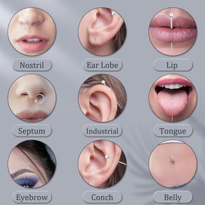 Piercing Taper Ball Grabber Tool Stainless Steel Nose Ear Piercing Kits | Nose Septum Eyebow Helix Conch Tragus Daith Piercing Jewelry Changing Tool,14G 16G 18G 20G Flat Back Earrings Applicator Tool - style: 20G Piercing Taper