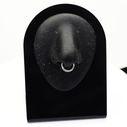 4G/6G/8G/10G/12G/14G/16G/18G/20G Hypoallergenic Nose Hoop Rings Steel Hinged Clicker Segment Gold/Rose Gold/Black/Pink Color - style: 1pc: 10g×10mm Silver-tone