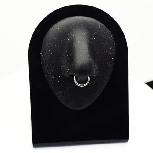 4G/6G/8G/10G/12G/14G/16G/18G/20G Hypoallergenic Nose Hoop Rings Steel Hinged Clicker Segment Gold/Rose Gold/Black/Pink Color - style: 1pc: 10g×14mm Silver-tone