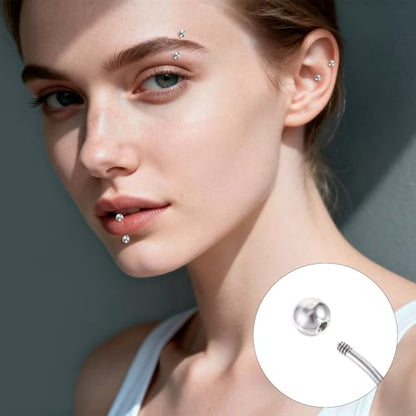 Yolev 8 Pcs 20G Curved Barbell Piercing Jewelry Stainless Steel Eyebrow Jewelry 4 Sizes Vertical Labret Lip Jewelry Eyebrow Piercing Belly Button Ring Eyebrow Ring For Women (6mm 8mm 10mm 12mm)