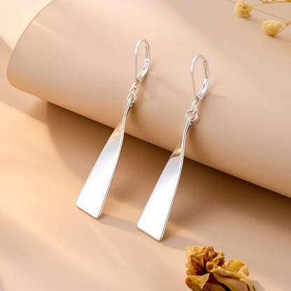 ALEXCRAFT Silver Dangle Earrings for Women Trendy Silver Drop Leverback Earrings for Women Long Hypoallergenic Dangle Earring for Jewelry Gifts - color: Silver