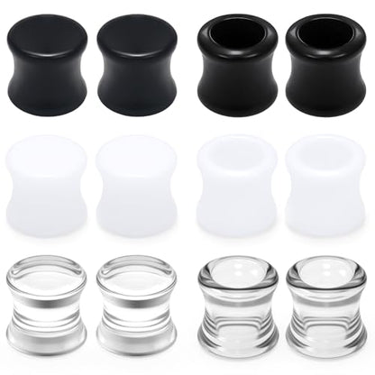 Ears Gauges Tunnels Plugs for Women Acrylic Solid Tunnel Ear Gauge Stretching Kit 6G to 1 1/4 Inch (4MM- 30MM) Expander Stretcher Plug Earrings Piercing Jewelry for Women Black White Clear - style: almost 1/2 inch, Black White Clear