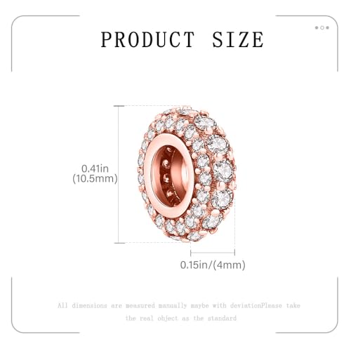 KEQ 925 Silver Spacer Stopper Bead Charms Clearance for Pandora Bracelets Birthstone CZ Always Stopper Birthday Gifts for Mom Grandmom Granddaughter Wife Sisters Friends - color: Rose Golden