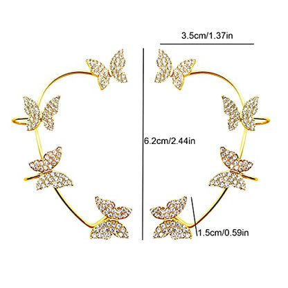 Shining Butterfly Ear Cuffs Zircon Butterfly Earrings for Women Ear Cuffs for Women Non Piercing Ear Wrap Around Earrings - color: B