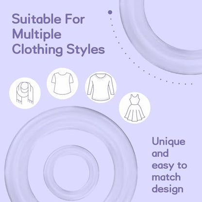 Clothing Cinch Clips - Invisible Clothing Accessory for Cinch Shirts, Dresses, Skirts and Scarves, Changing The Shape and Style of Your Clothes, Set Includes 12 Rings (4 Sizes) + 50 Rubber Bands