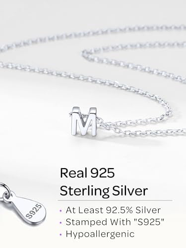 ChicSilver 925 Sterling Silver Initial Necklace for Women Dainty Letter Jewelry Personalized Gift - style: 23.W
