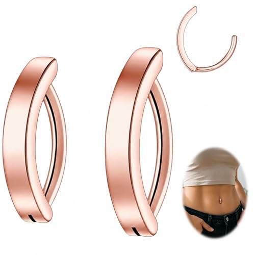 Clicker Belly Button Ring Hoop Belly Button Ring 14G Navel Ring | Surgical stainless steel hinged belly button ring for belly button piercing, navel body jewelry for women and men - color: A-Rose gold
